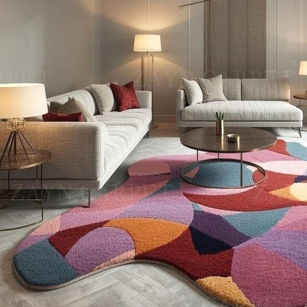 Handcrafted Abstract Patchwork Living Room Rug